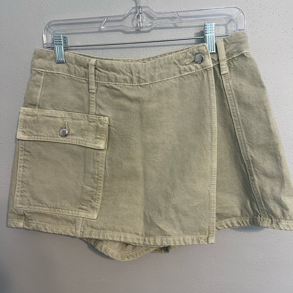 zara olive green denim skort size‎ medium